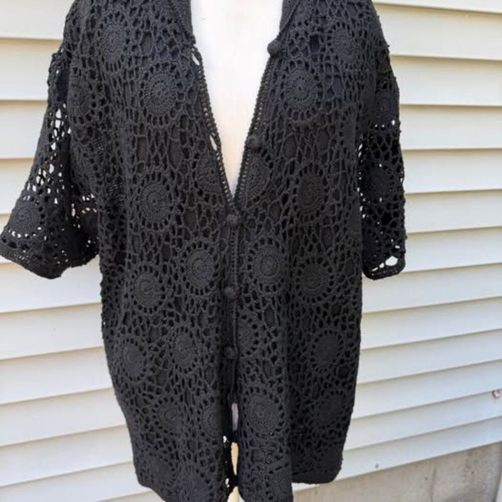 🖤 NWT Vintage Requirements Woman Black Crochet Cardigan – 3X 🖤